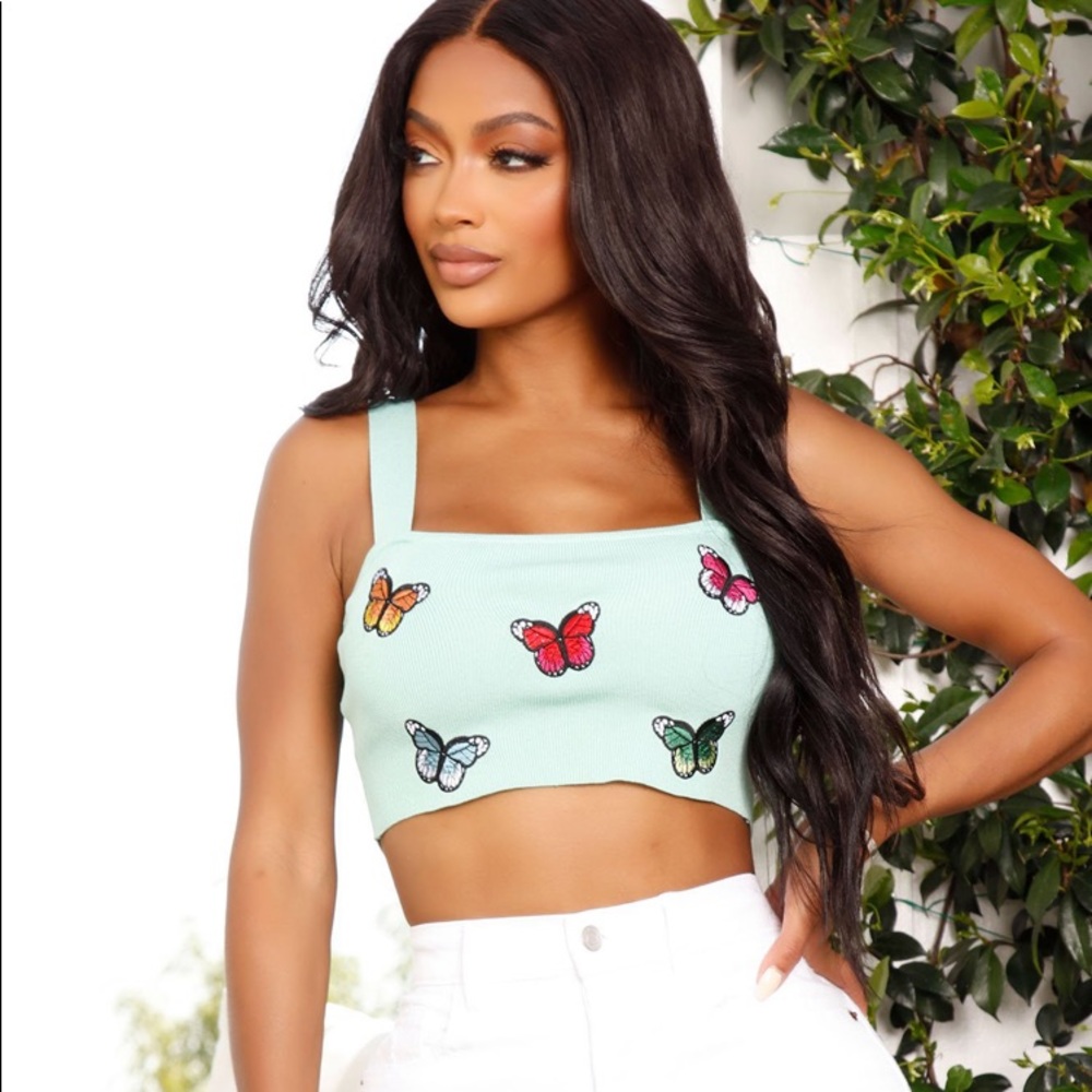 Butterfly crop tank top